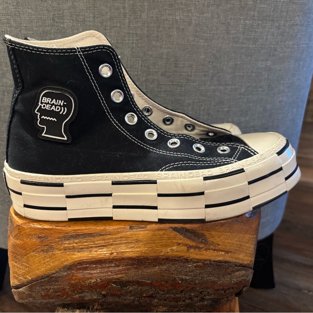 Converse Brain Dead x  Black and White Platform High-Tops - Picture 2 of 7